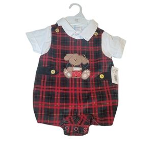 New Vintage Infant Body Suit Overall Set Size 6-9 Months Christmas